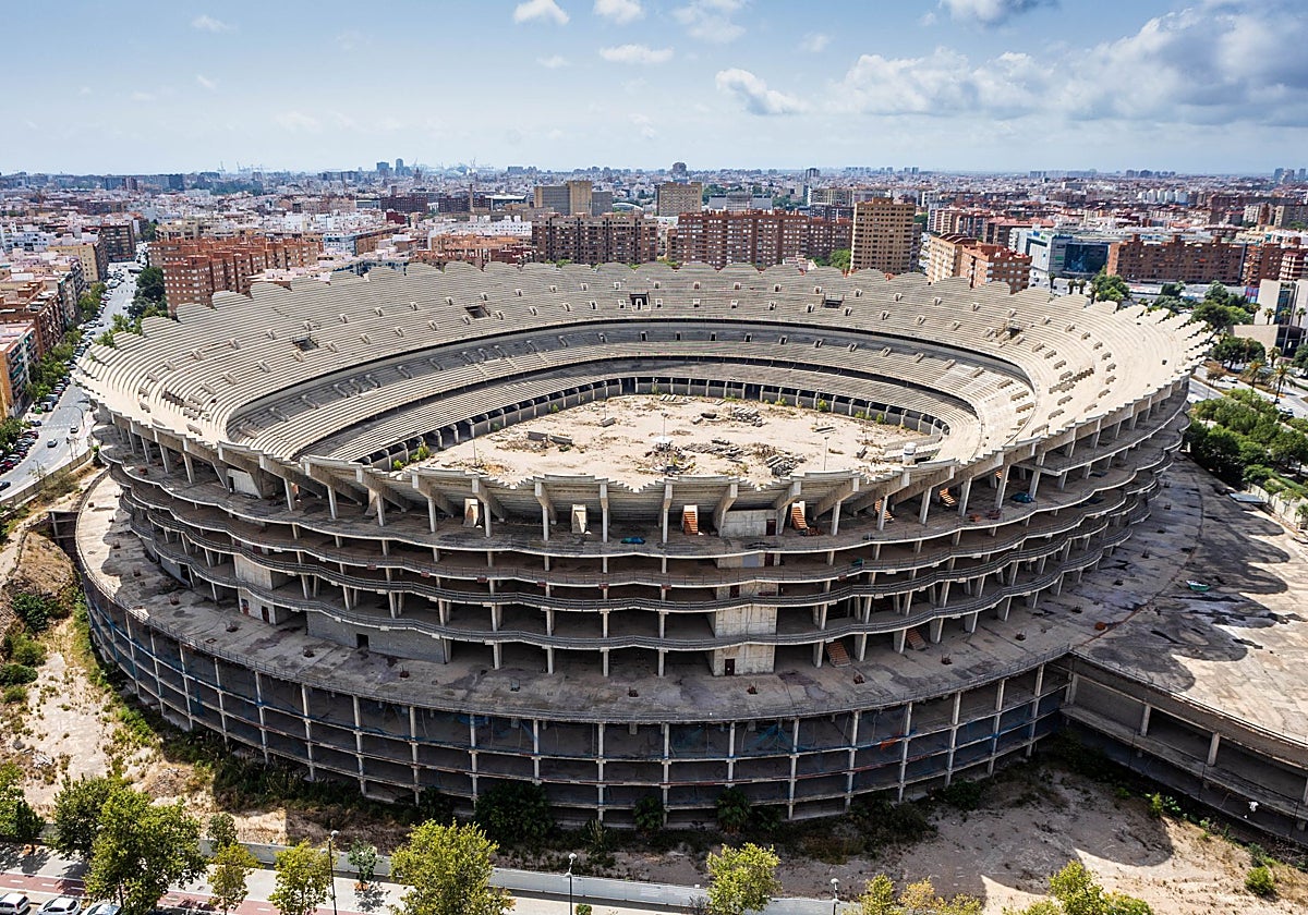Aspecto actual de las obras del Nuevo Mestalla.