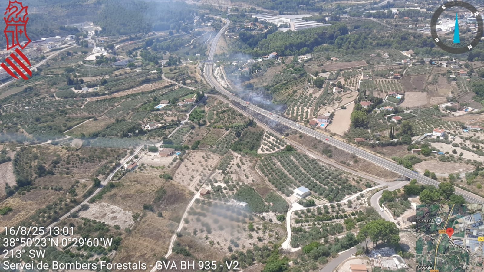 Imagen aérea del incendio del otro incendio de Atzeneta que se declaró en agosto.