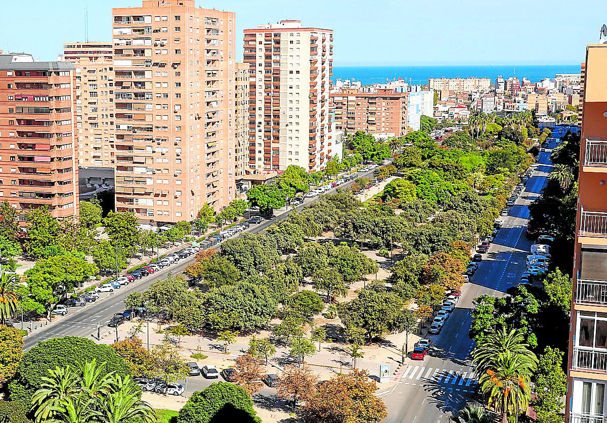 El barrio del Cabanyal, visto desde el aire.