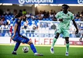Goudini Koyalipou, durante el partido amistoso entre el Levante y el Auxerre el pasado 9 de agosto.
