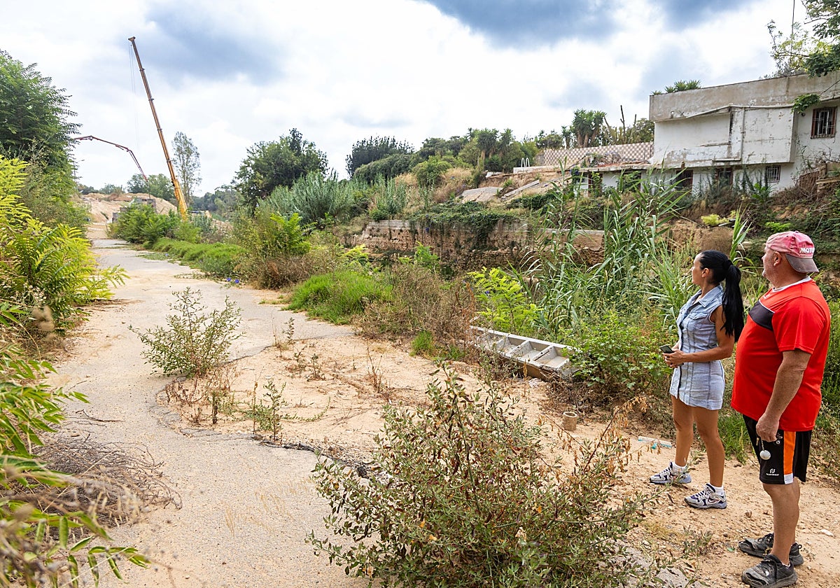 Junto al barranco, los vecinos de la calle 7, Elena y Ricardo.