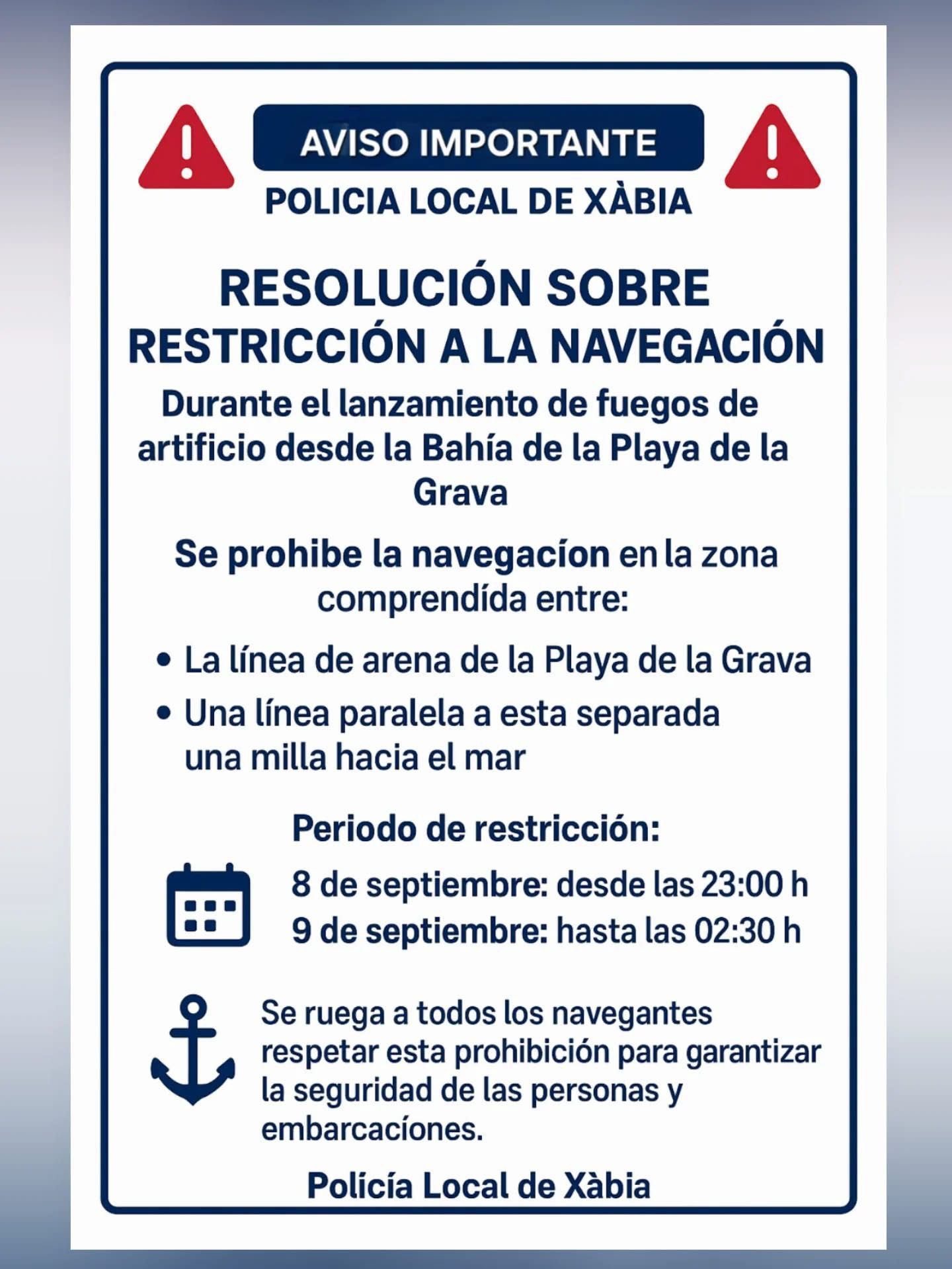 Xàbia adelanta el castillo acuático y prohíbe la navegación en la bahía