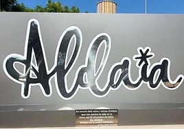 Monolito con la placa colocada en la rotonda.