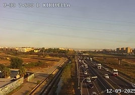 Atascos en la V-30 este viernes, 12 de septiembre.