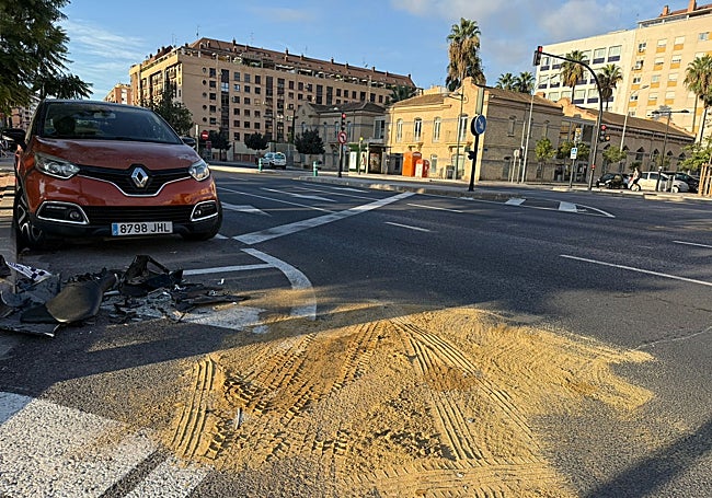 El lugar donde chocaron la moto y la furgoneta.