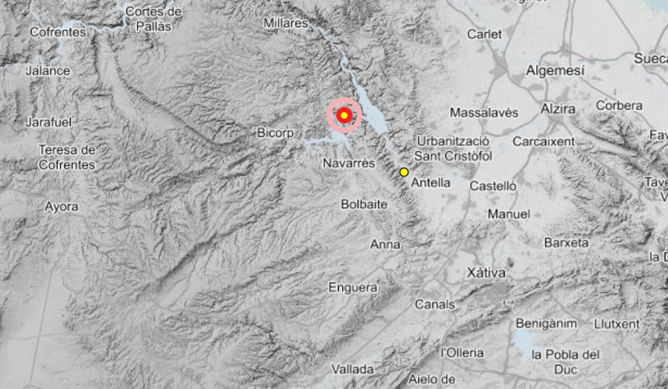 La tierra tiembla en Quesa y Sumacàrcer