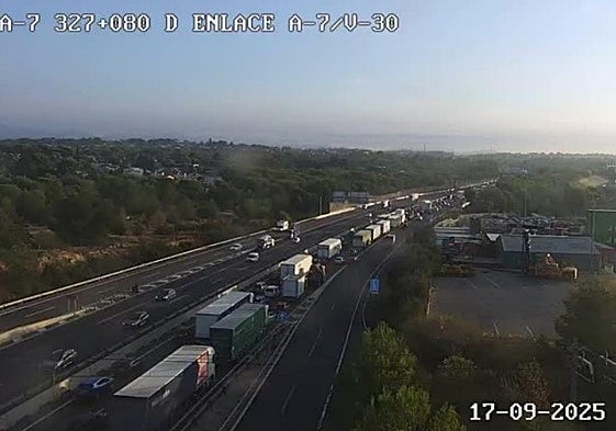 Atascos en la A-7 este miércoles, 17 de septiembre.