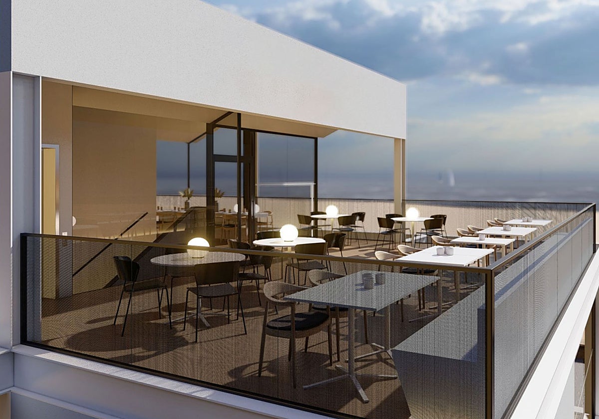 Recreación con el nuevo diseño de uno de los nuevos restaurantes de la playa de la Malvarrosa.