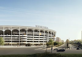 Vista virtual del exterior del Nou Mestalla.