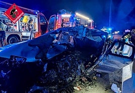 El lugar del accidente en la N-332.