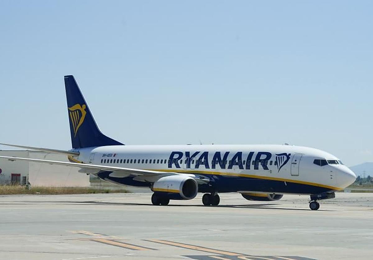 Avion de Ryanair en el aeropuerto de Foronda.