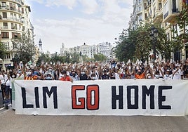 Una de las muchas manifestaciones de protesta de los aficionados del Valencia.