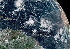 El huracán Gabrielle, en el Atlántico rumbo a la península ibérica.