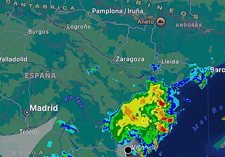 Ubicación de las tormentas esta mañana.