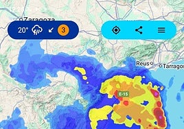 Situación de los núcleos tormentosos a las 12.15 horas de este lunes.