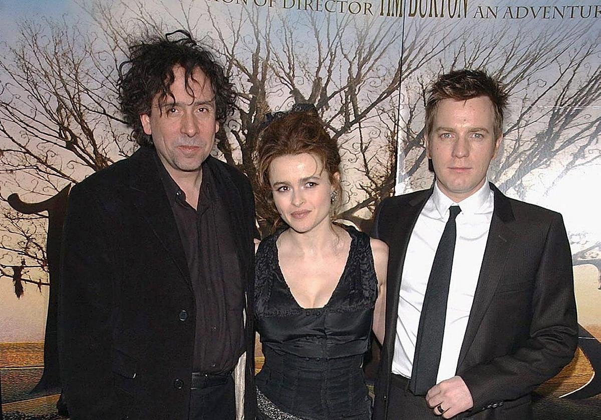 Tim Burton, Helena Bonham Cartes y Ewan McGregor.