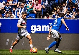 Pampín, en el partido entre Real Oviedo y Levante.
