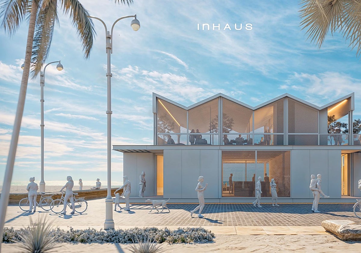 Imagen principal - Recreación virtual de los restaurantes nuevos que se instalarán en el paseo marítimo de la Malvarrosa.