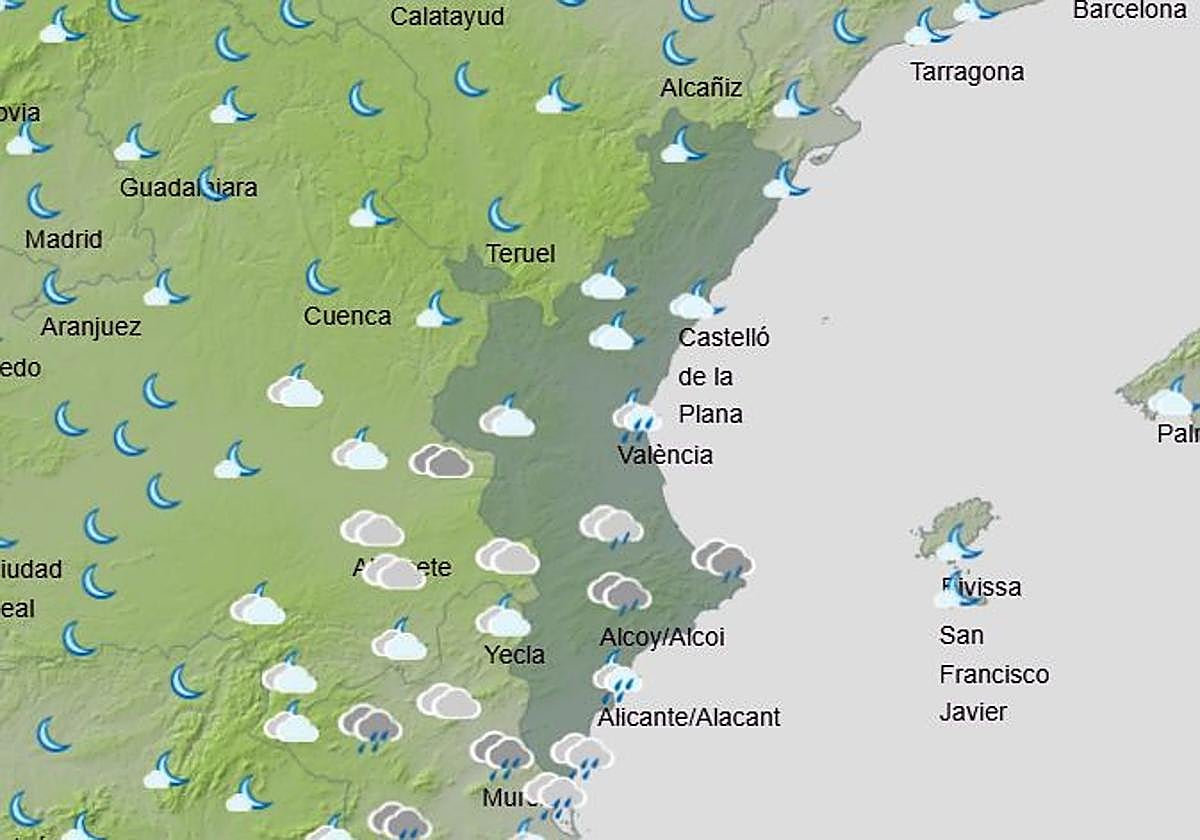 Mapa con las lluvias que tendrán lugar durante los próximos días.