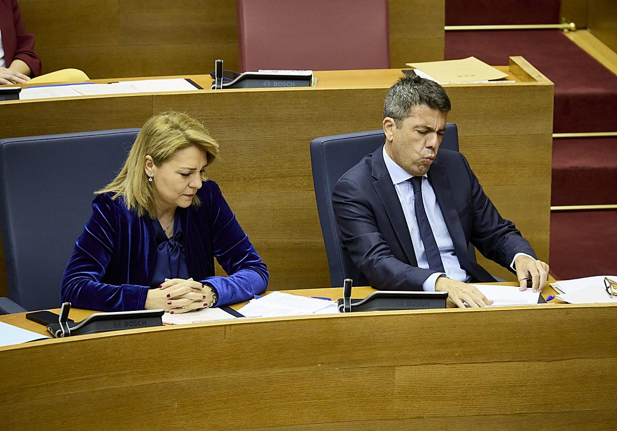Susana Camarero, junto a Carlos Mazón, en Les Corts.