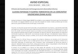 Aumenta la intensidad prevista de las lluvias: ahora pueden caer 100 l/m2 en apenas 4 ó 6 horas en el litoral de Valencia y Alicante