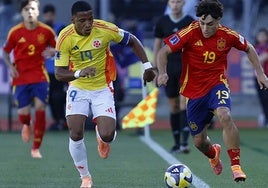 Un instante del partido entre Colombia y España en el Mundial sub-20.