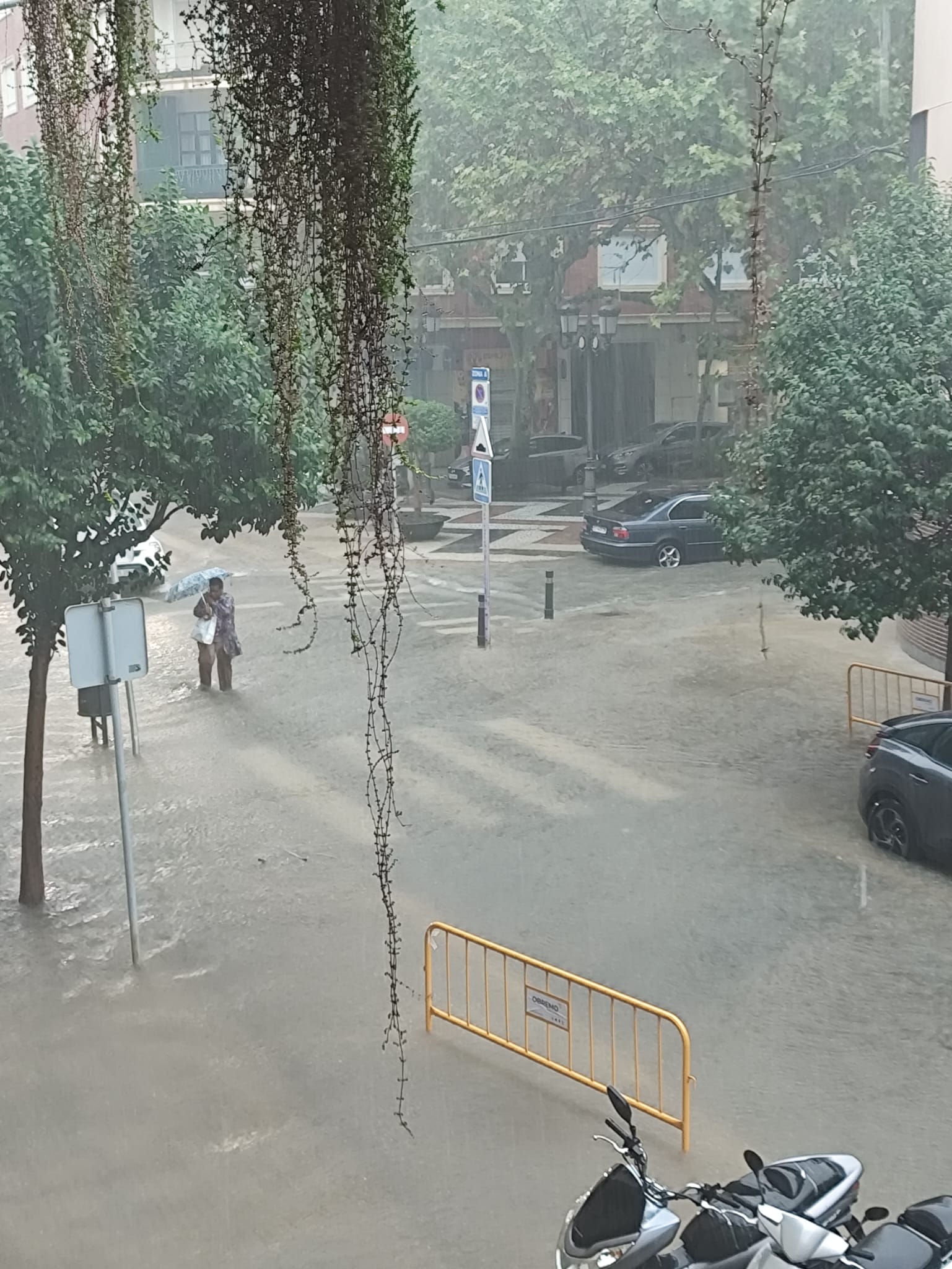 Calles llenas de agua en Gandia.