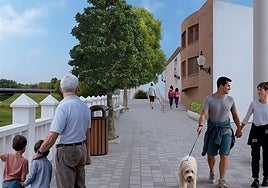 Recreación de la zona peatonal junto al barranco del Poyo.