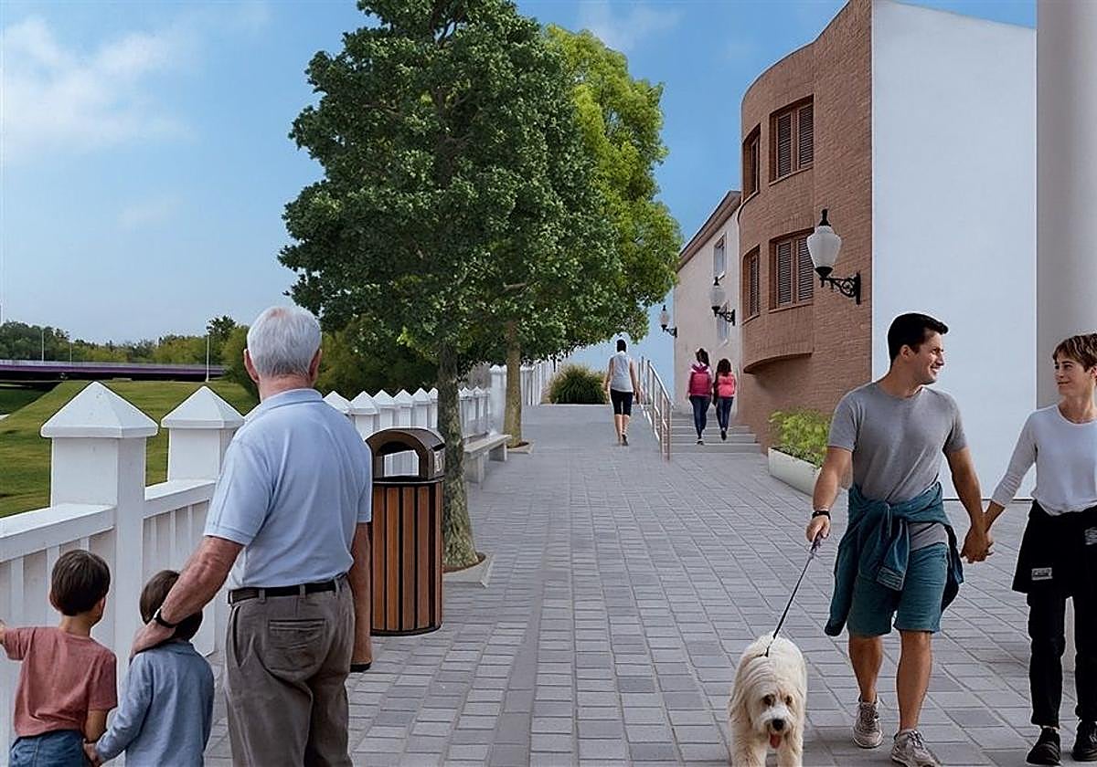 Recreación de la zona peatonal junto al barranco del Poyo.