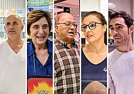 Jesús, Amparo, Pedro, Paquita y Toni, este martes en el barrio de Albors.