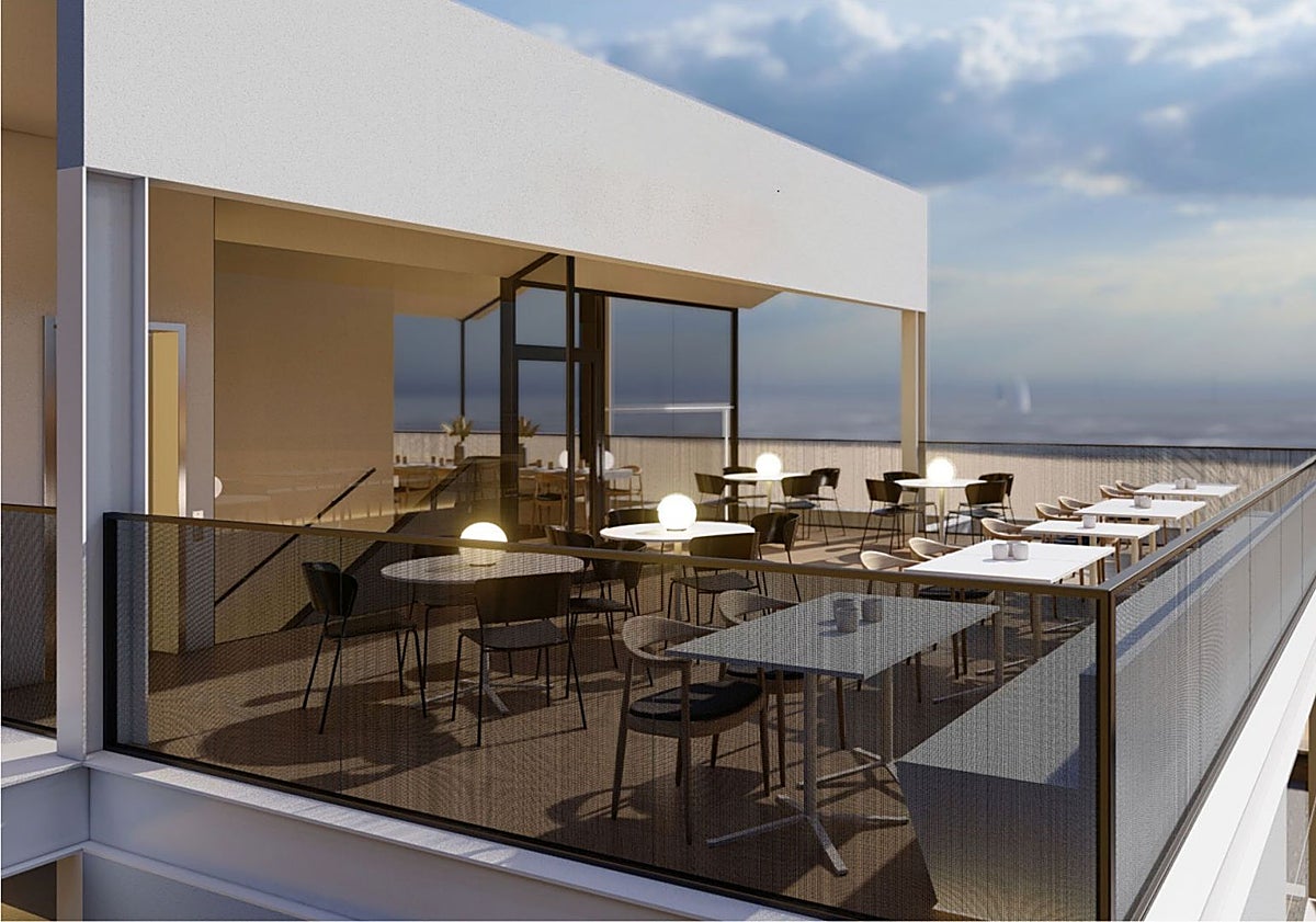 Imagen principal - Recreación virtual de uno de los nuevos locales de los restaurantes de la playa de la Malvarrosa.