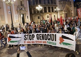Concentración de los sindicatos en defensa del pueblo palestino, este miércoles