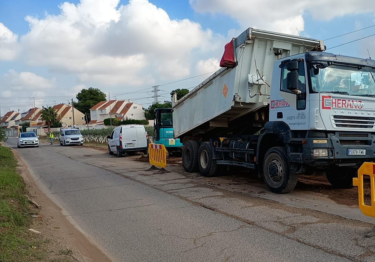 Trabajos de reparación del camino, esta semana.