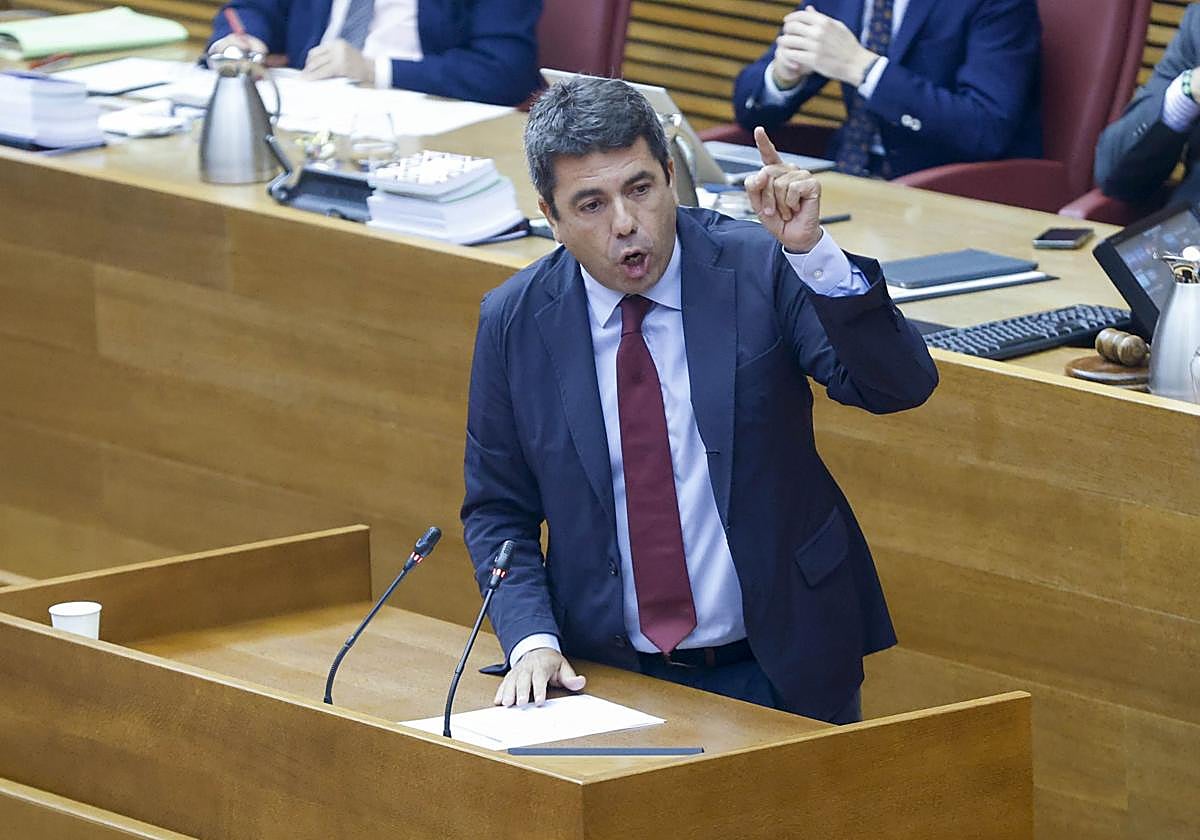 Carlos Mazón en la sesión de control de este jueves.