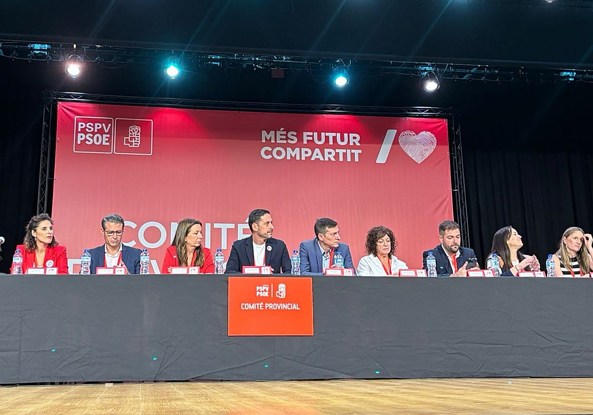 Fernández Bielsa, en el centro, en el comité provincial de este jueves.