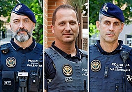 Juan, Miguel y Miguel Ángel, este viernes en Valencia.