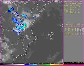 La presencia de tormentas en el radar.