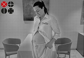 María José posa embarazada, en el comedor de Lienzo, en una foto tomada por Juanjo.