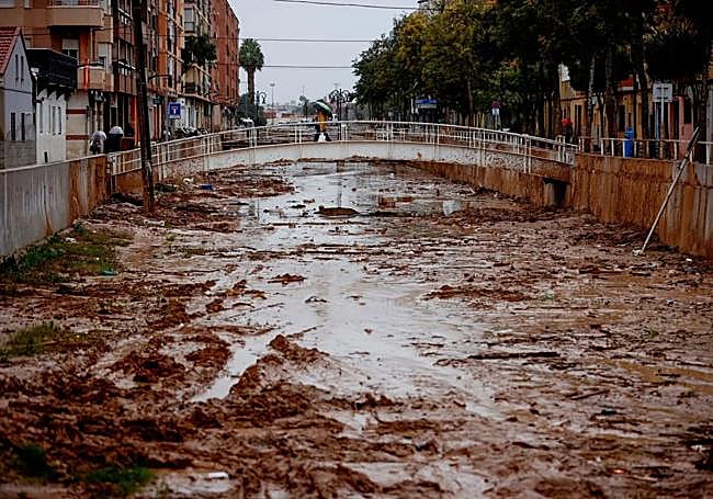 Aspecto del barranco de la Saleta en Aldaia días después de la dana.