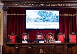 Mesa de la jornada de expertos de la UV en la que han intervenido Gan Pampols y Zulima Pérez.