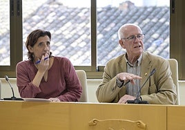 Marian Val y Vicent Císcar, en su comparecencia de este viernes.