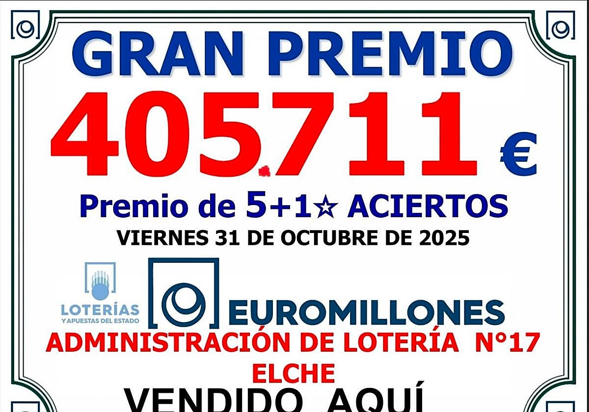Euromillones deja un premio de 405.000 euros en la Comunitat y otro de 1 millón en España