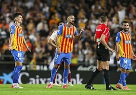 El Valencia CF en su último partido en Mestalla, ante el Villarreal