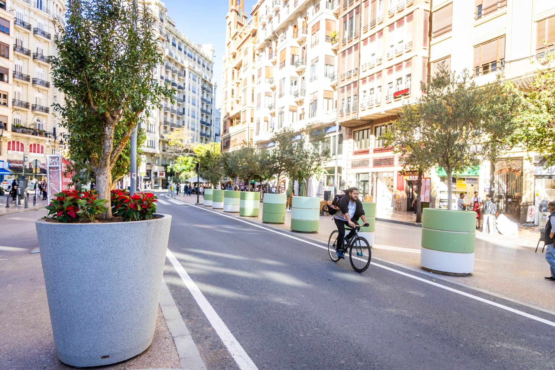 Fotos de los nuevos maceteros en la plaza del Ayuntamiento de Valencia