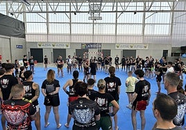 Mario Vega durante la formación realizada el pasado sábado en el pabellón Muixara