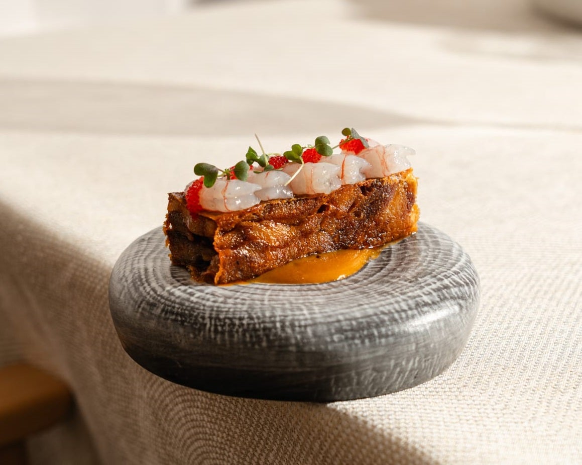 'Oreja de cerdo, con quisquilla y hoisin de mango', otro de los platos de Montsant.