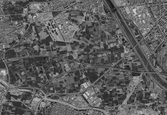 Vista aérea del barranco del Poyo a su paso por Picanya.