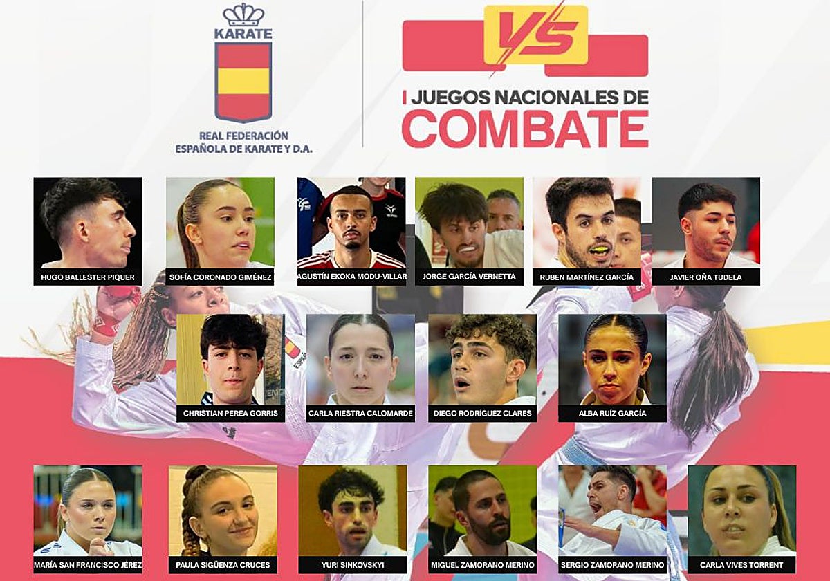 Los participantes en la disciplina de karate de los Primeros Juegos Nacionales de Combate