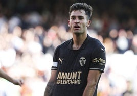 Hugo Duro celebra su gol ante el Betis en el partido del curso pasado.