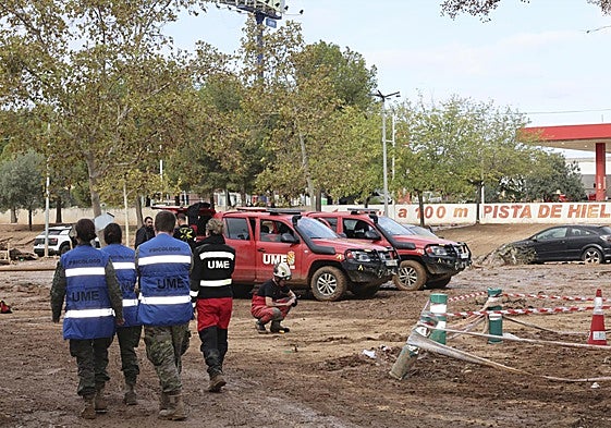Psicólogos de la UME, tras la dana de octubre.